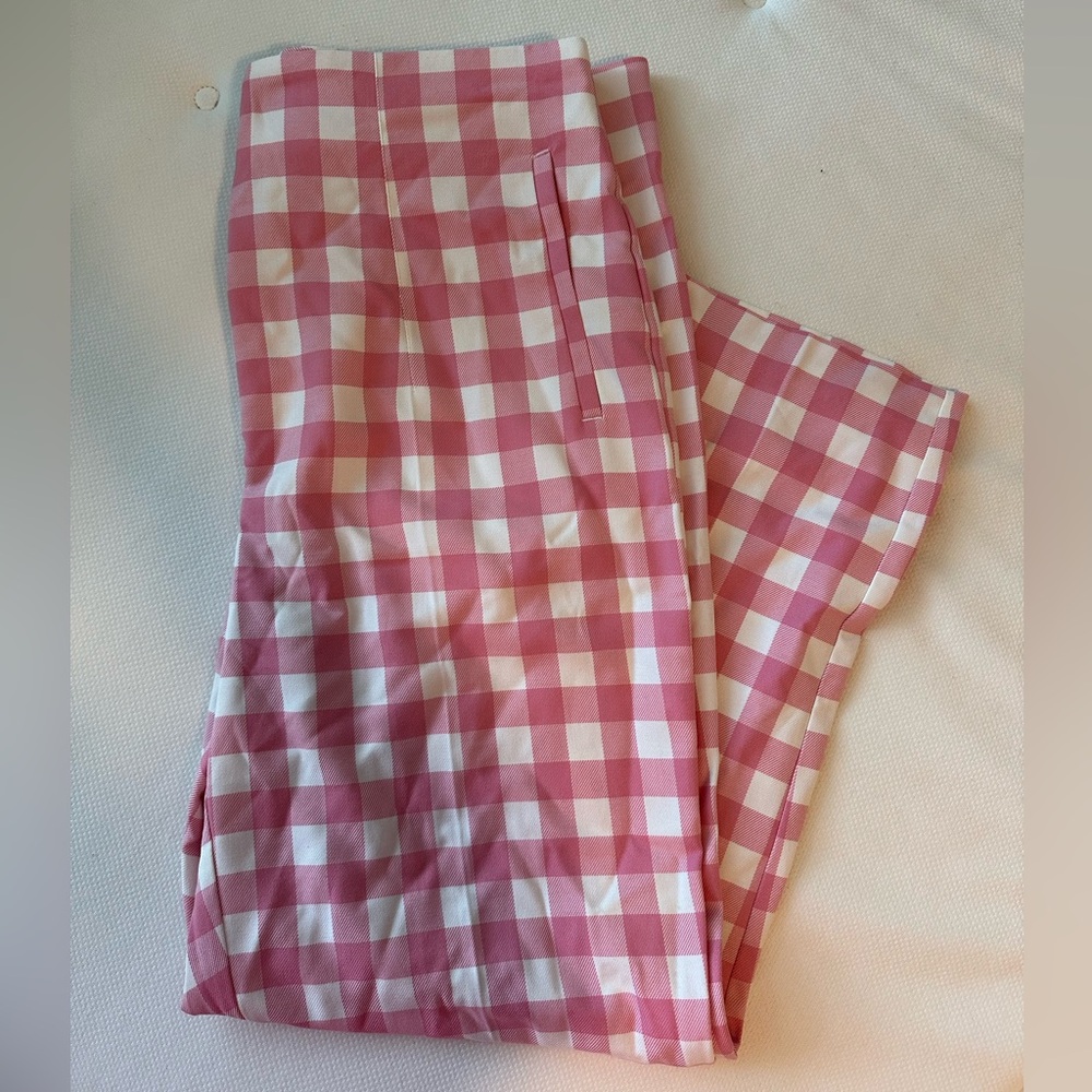 Zara Gingham Pink High Waisted Pants | XXL